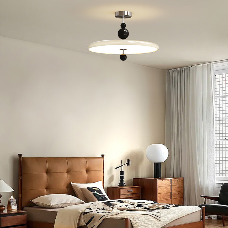 Traditionelle Vintage Runde LED-Deckenleuchte – Halbeinbau in Eisen &amp; PE für das Schlafzimmer 