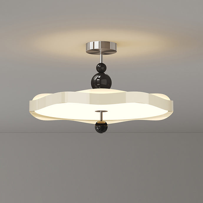 Traditionelle Vintage Runde LED-Deckenleuchte – Halbeinbau in Eisen &amp; PE für das Schlafzimmer 