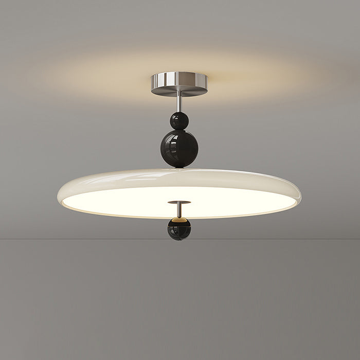Traditionelle Vintage Runde LED-Deckenleuchte – Halbeinbau in Eisen &amp; PE für das Schlafzimmer 