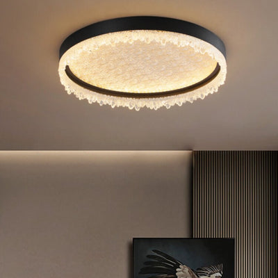 Modern Luxury Round LED Ceiling Light – Flush Mount in Iron & Acrylic for Bedroom