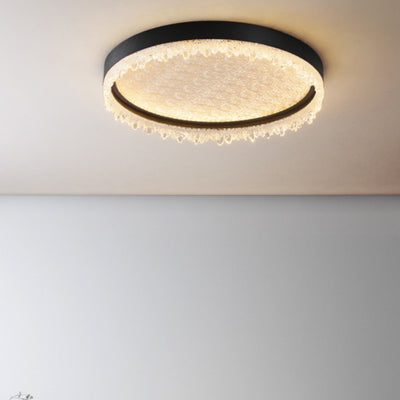 Modern Luxury Round LED Ceiling Light – Flush Mount in Iron & Acrylic for Bedroom