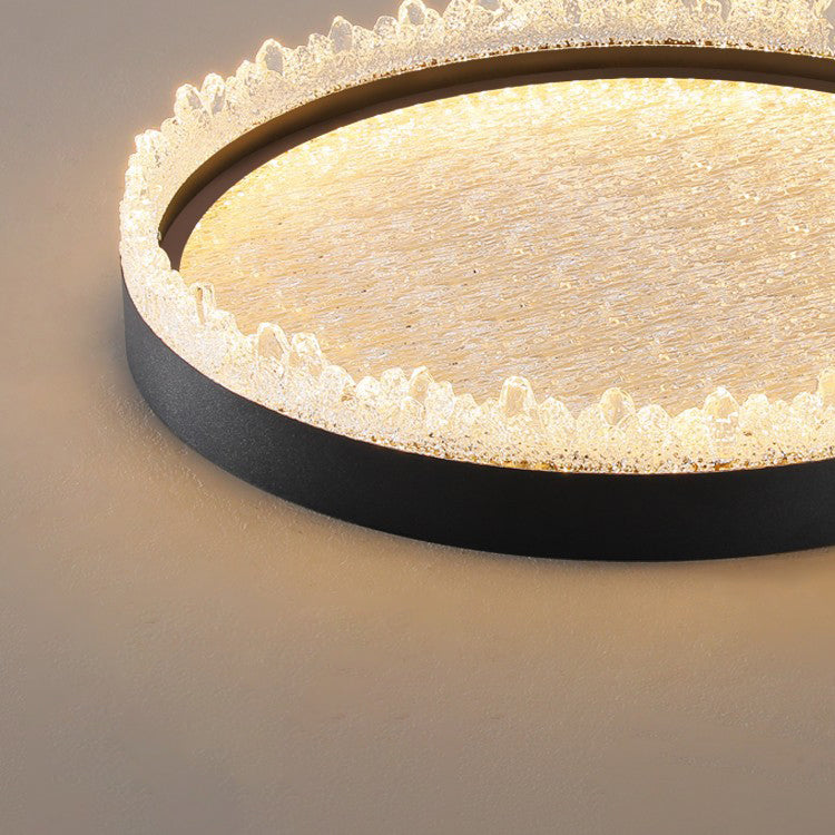 Moderne Luxus Runde LED-Deckenleuchte – Deckenmontage in Eisen &amp; Acryl für das Schlafzimmer 