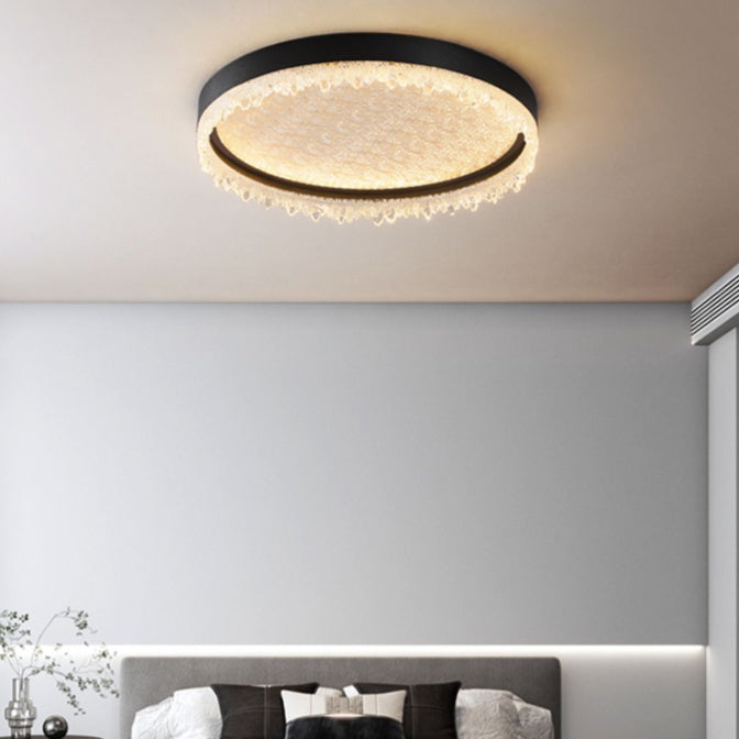 Moderne Luxus Runde LED-Deckenleuchte – Deckenmontage in Eisen &amp; Acryl für das Schlafzimmer 