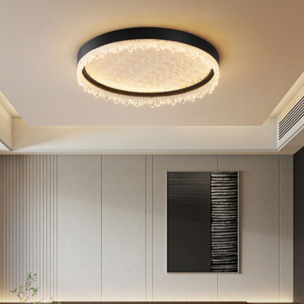 Modern Luxury Round LED Ceiling Light – Flush Mount in Iron & Acrylic for Bedroom