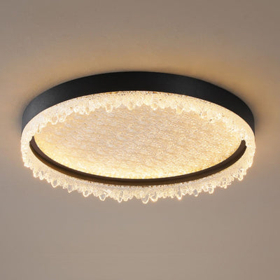 Modern Luxury Round LED Ceiling Light – Flush Mount in Iron & Acrylic for Bedroom