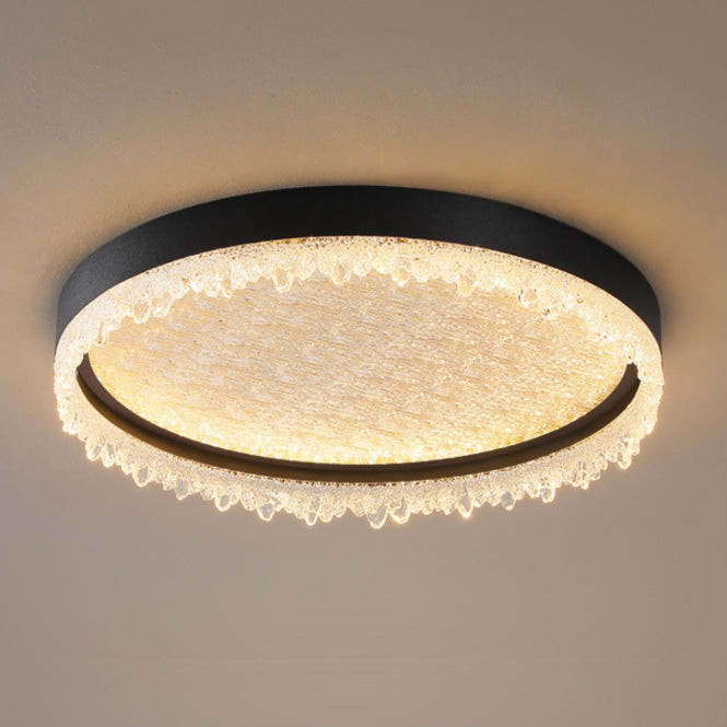 Modern Luxury Round LED Ceiling Light – Flush Mount in Iron & Acrylic for Bedroom