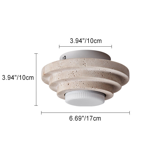 Contemporary Nordic Travertine Ceiling Light – 1-Light Cylinder Semi-Flush Mount for Bedroom