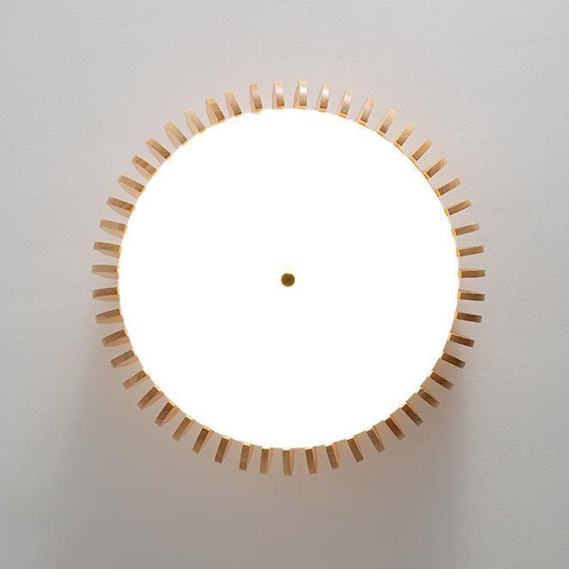 Plafonnier LED rond en bois et fer traditionnel japonais pour chambre à coucher 