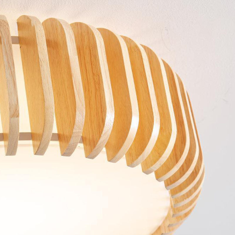 Plafonnier LED rond en bois et fer traditionnel japonais pour chambre à coucher 