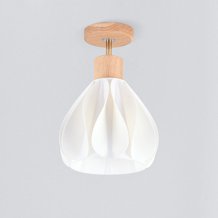 Luz de techo semiempotrada de 1 luz de madera de caucho y ABS con cúpula de simplicidad moderna para pasillo 