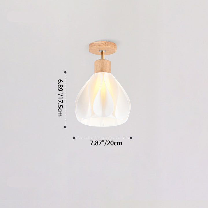 Luz de techo semiempotrada de 1 luz de madera de caucho y ABS con cúpula de simplicidad moderna para pasillo 