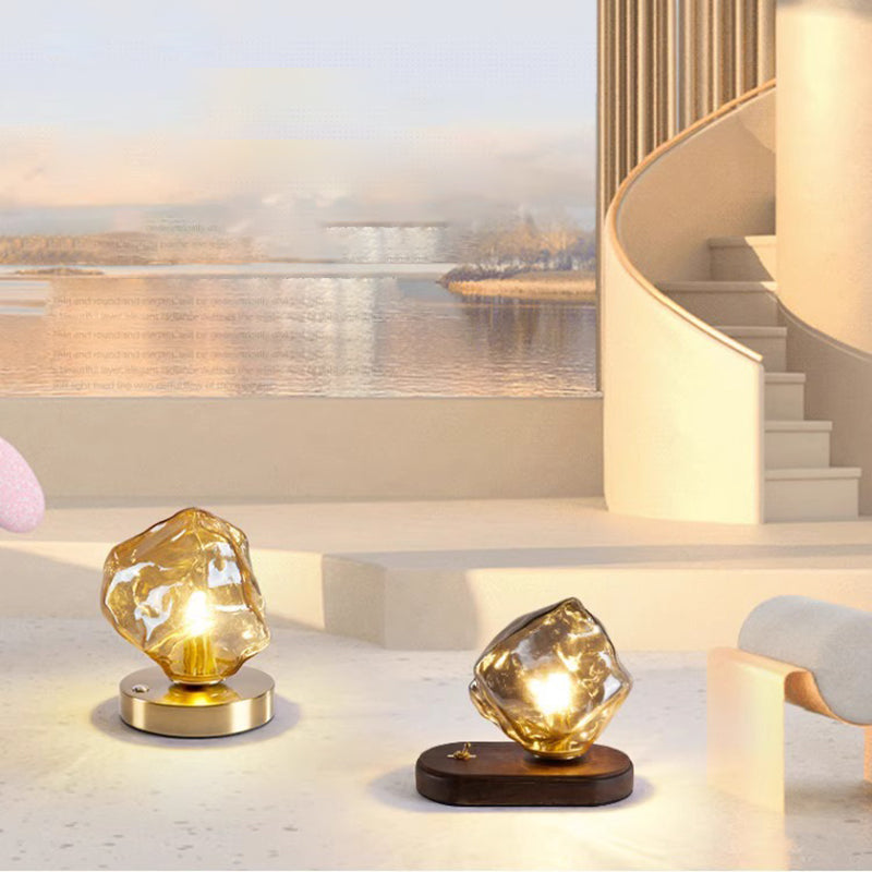 Lampe de table contemporaine créative en glace irrégulière en aluminium et fer à 1 lumière pour chambre à coucher 