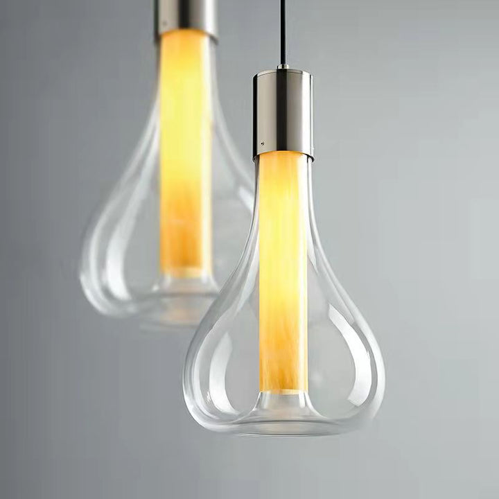 Zeitgenössisches nordisches Kegel Aluminium Glas 1-Licht Pendelleuchte für Schlafzimmer 