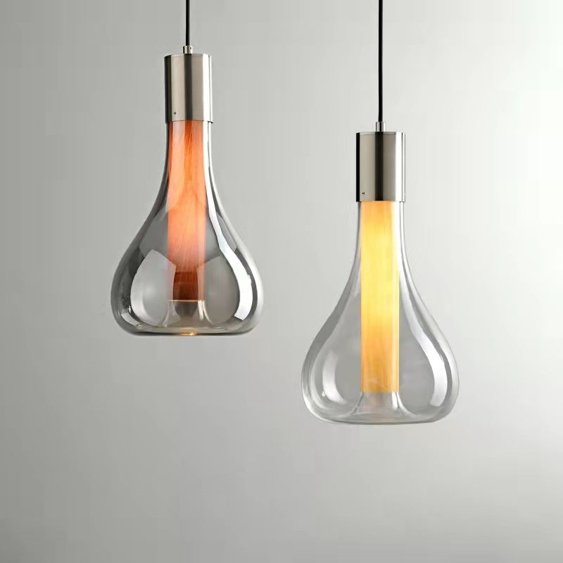 Zeitgenössisches nordisches Kegel Aluminium Glas 1-Licht Pendelleuchte für Schlafzimmer 