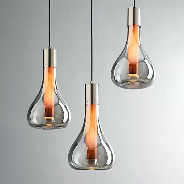 Zeitgenössisches nordisches Kegel Aluminium Glas 1-Licht Pendelleuchte für Schlafzimmer 