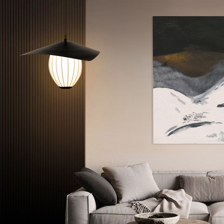 Contemporary Creative Oval Iron Silk 1-Light Pendant Light For Bedroom