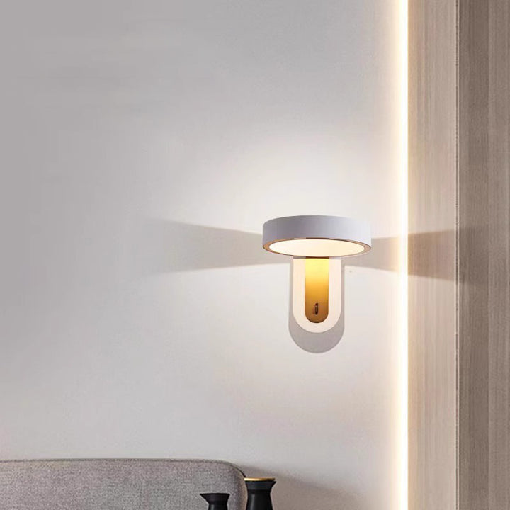 Applique murale LED en fer et aluminium rond de simplicité moderne pour chambre à coucher 