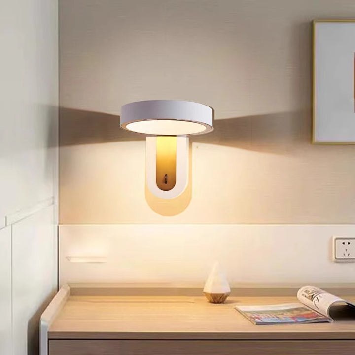 Applique murale LED en fer et aluminium rond de simplicité moderne pour chambre à coucher 