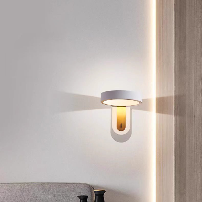 Modern Simplicity Round Iron Aluminum LED Wall Sconce Lamp For Bedroom