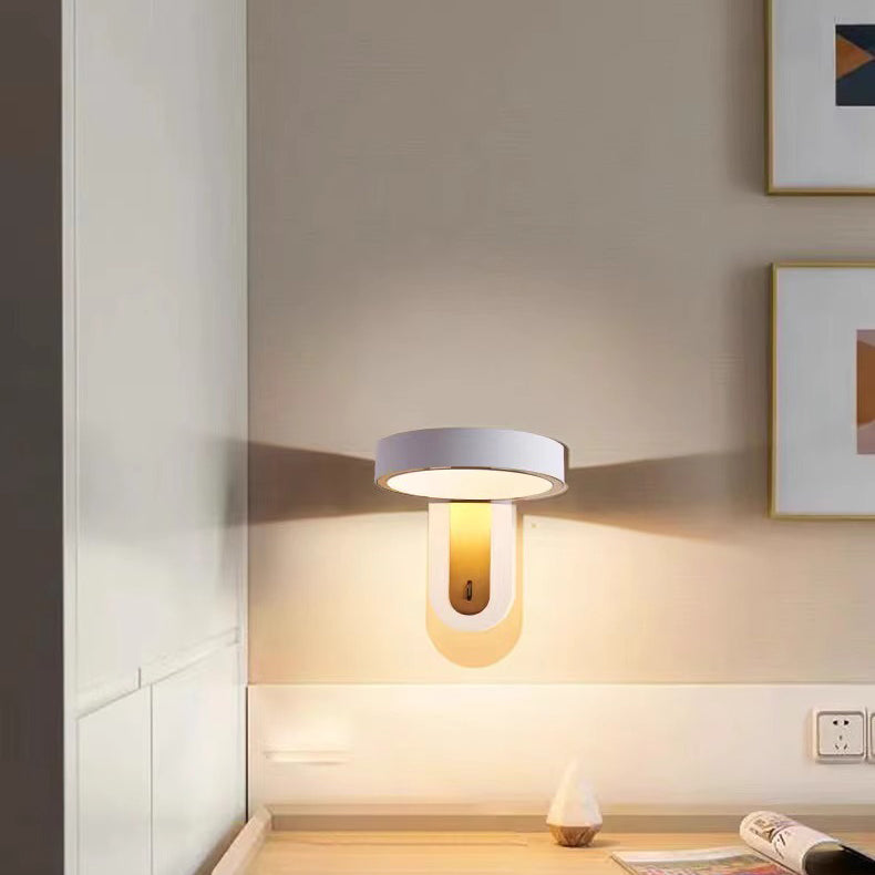 Modern Simplicity Round Iron Aluminum LED Wall Sconce Lamp For Bedroom