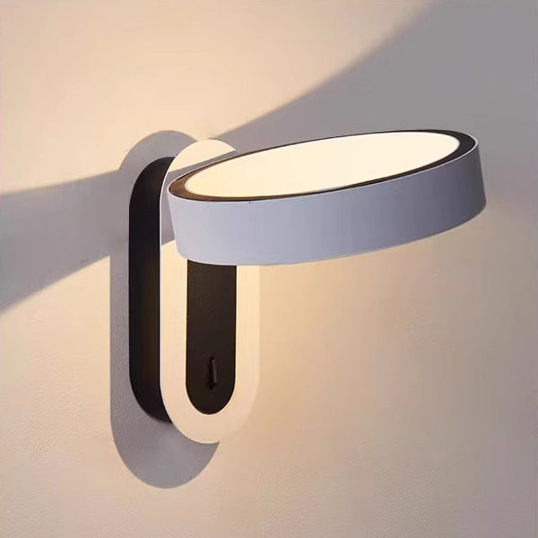 Applique murale LED en fer et aluminium rond de simplicité moderne pour chambre à coucher 