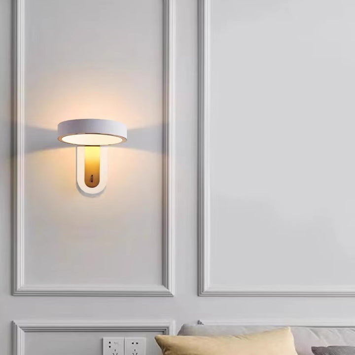 Applique murale LED en fer et aluminium rond de simplicité moderne pour chambre à coucher 