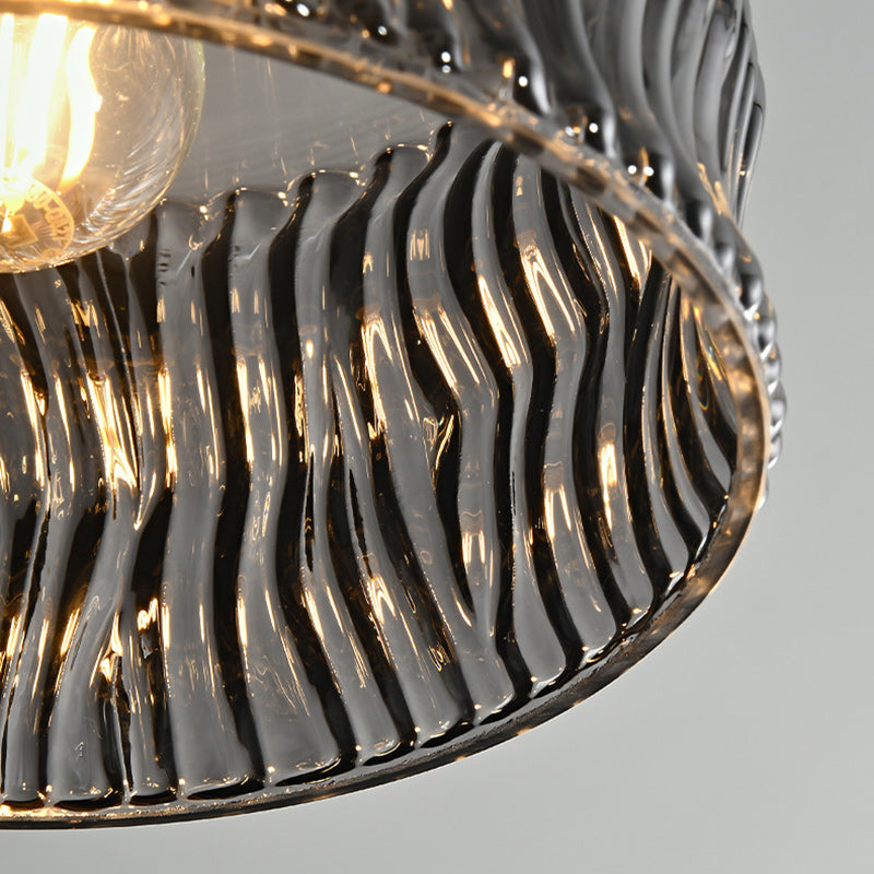Modern Luxury Cylinder Aluminum Glass 1-Light Pendant Light For Bedroom
