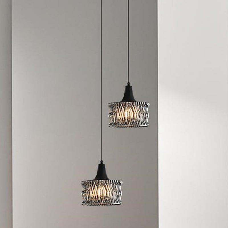 Lustre Suspendu Moderne de Luxe en Aluminium et Verre Cylindrique à 1 Lumière Pour Chambre 