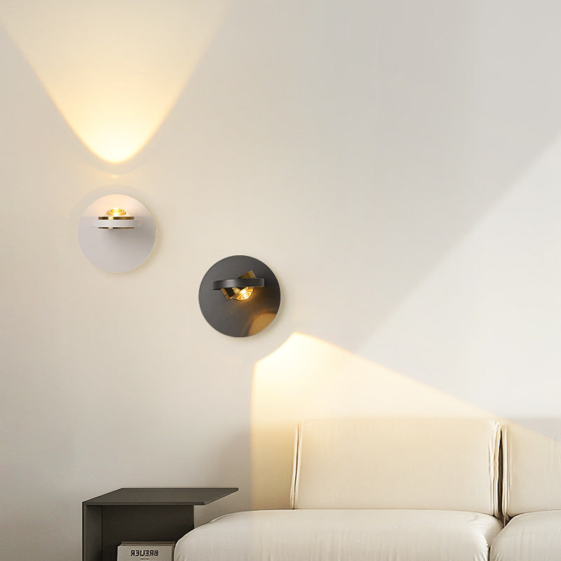 Moderne Schlichtheit Runde Eisen Aluminium LED Wandleuchte Für Schlafzimmer 