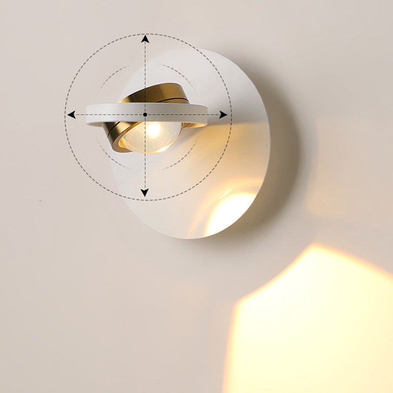 Moderne Schlichtheit Runde Eisen Aluminium LED Wandleuchte Für Schlafzimmer 