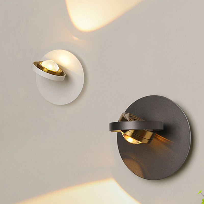 Moderne Schlichtheit Runde Eisen Aluminium LED Wandleuchte Für Schlafzimmer 