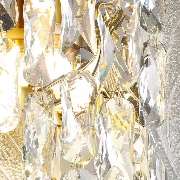 Traditionelle europäische Kegel Metall Glas Kristall 3-Licht Wandleuchte für Wohnzimmer 
