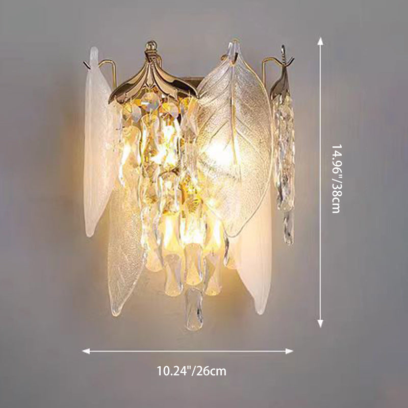 Traditionelle europäische Kegel Metall Glas Kristall 3-Licht Wandleuchte für Wohnzimmer 