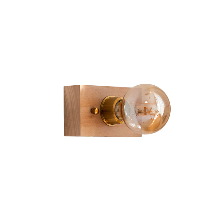 Traditionelle Vintage Rechteckige Wandleuchte aus Massivholz, Aluminium und Glas mit 1 Licht für das Schlafzimmer 