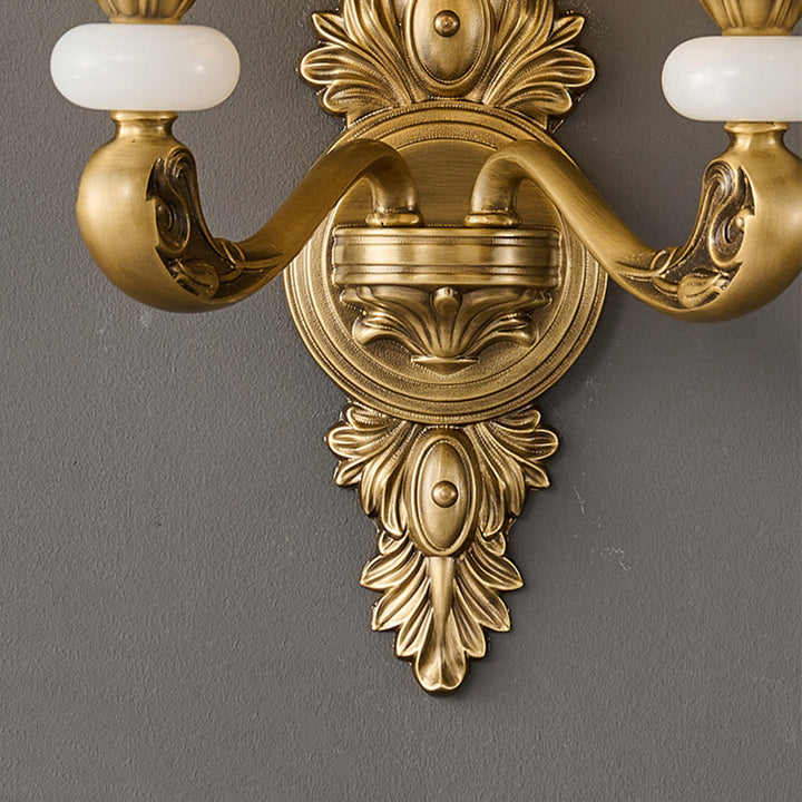Applique murale traditionnelle européenne en cuivre avec verre à bourgeon 1/2 lumière pour salon 
