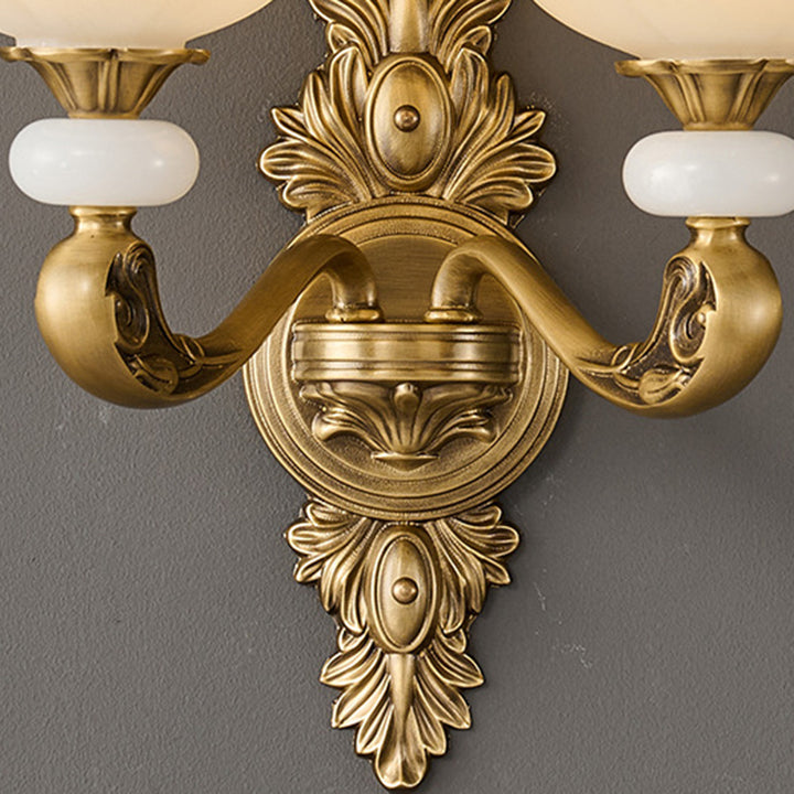 Applique murale traditionnelle européenne en cuivre avec verre à bourgeon 1/2 lumière pour salon 