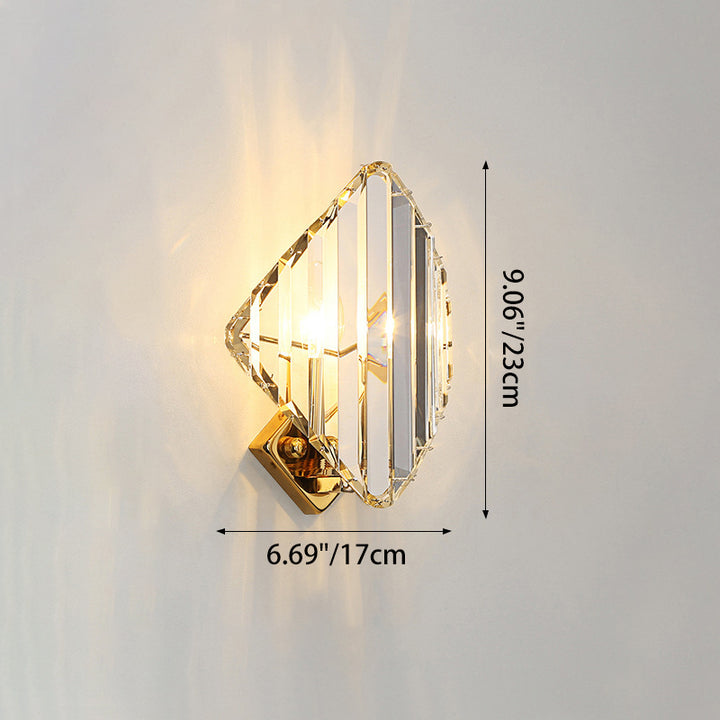 Applique murale moderne de luxe en métal carré avec cristal à 1 lumière pour salon 