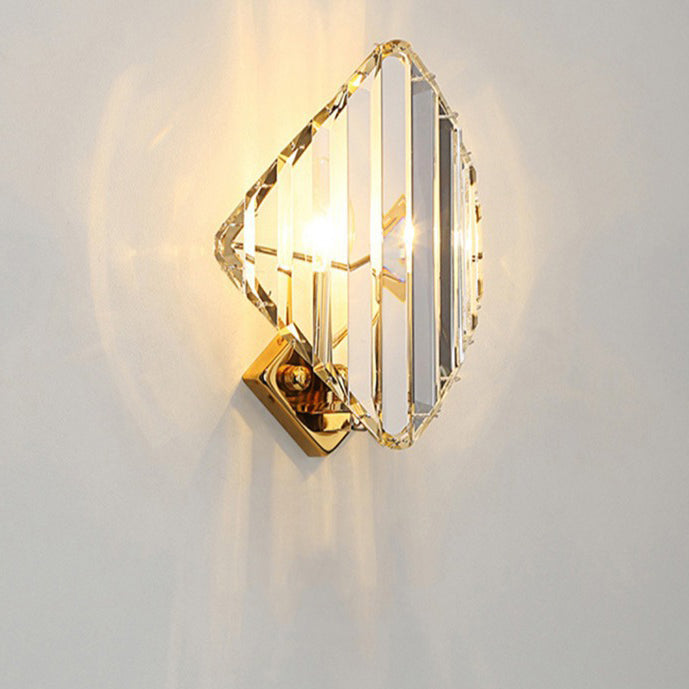 Applique murale moderne de luxe en métal carré avec cristal à 1 lumière pour salon 