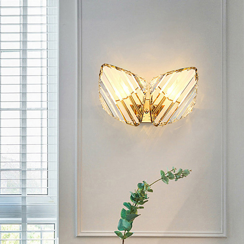 Applique murale moderne de luxe en métal carré avec cristal à 1 lumière pour salon 