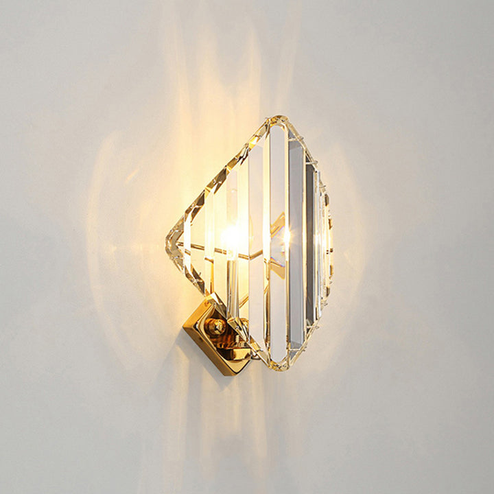 Applique murale moderne de luxe en métal carré avec cristal à 1 lumière pour salon 