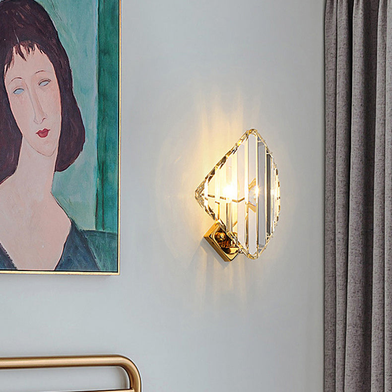 Applique murale moderne de luxe en métal carré avec cristal à 1 lumière pour salon 