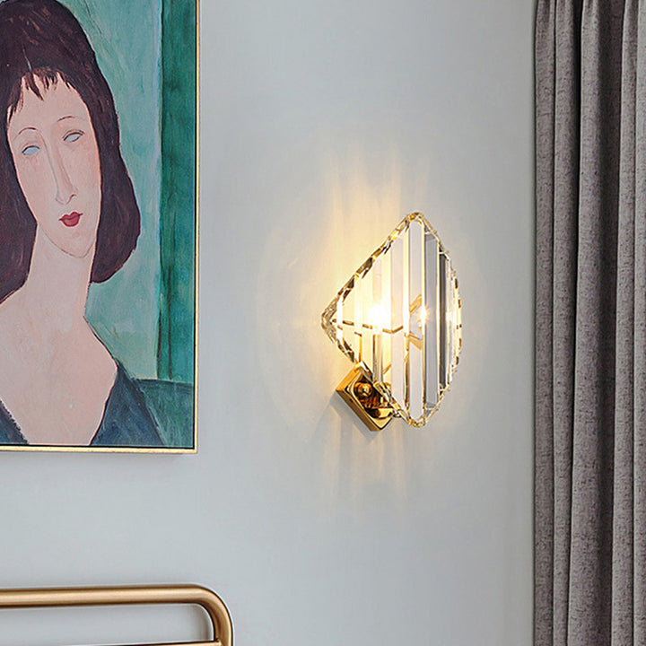 Applique murale moderne de luxe en métal carré avec cristal à 1 lumière pour salon 