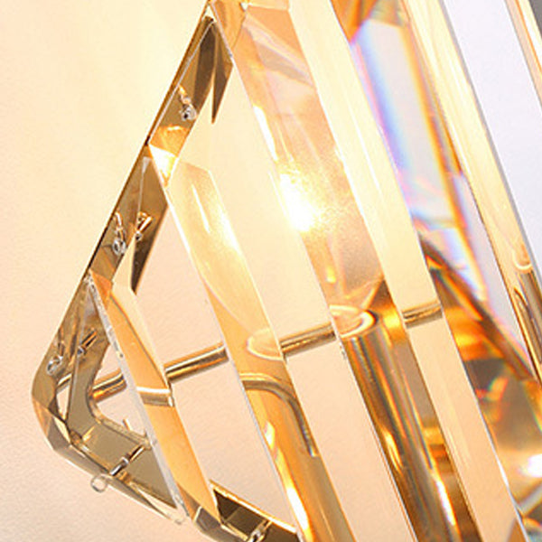 Applique murale moderne de luxe en métal carré avec cristal à 1 lumière pour salon 