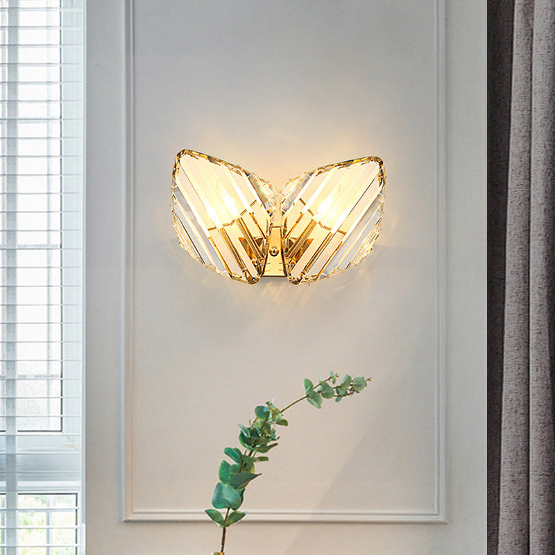 Applique murale moderne de luxe en métal carré avec cristal à 1 lumière pour salon 