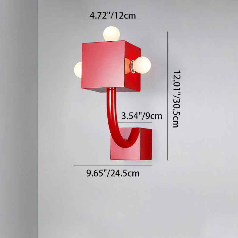 Lámpara Aplique de Pared de 3 Luces de Cubo de Hierro Vintage Tradicional para Dormitorio 