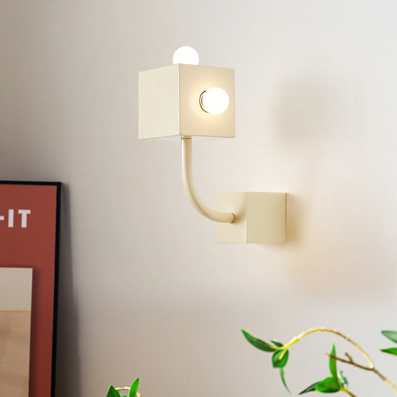 Lámpara Aplique de Pared de 3 Luces de Cubo de Hierro Vintage Tradicional para Dormitorio 
