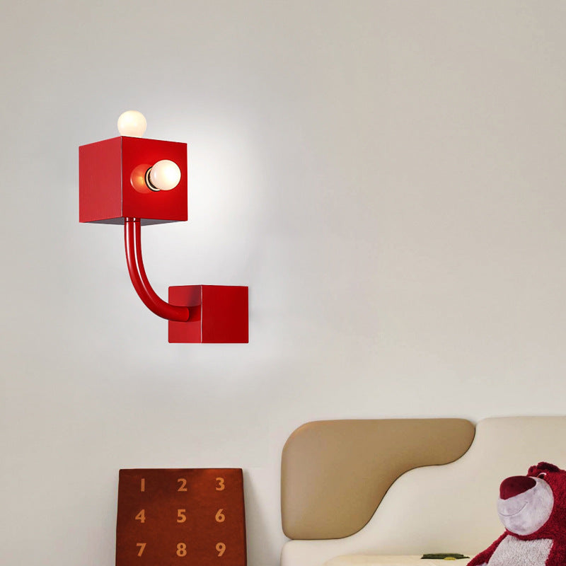 Lámpara Aplique de Pared de 3 Luces de Cubo de Hierro Vintage Tradicional para Dormitorio 