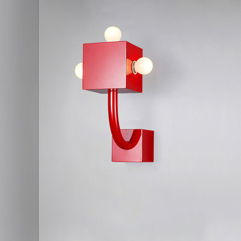 Lámpara Aplique de Pared de 3 Luces de Cubo de Hierro Vintage Tradicional para Dormitorio 