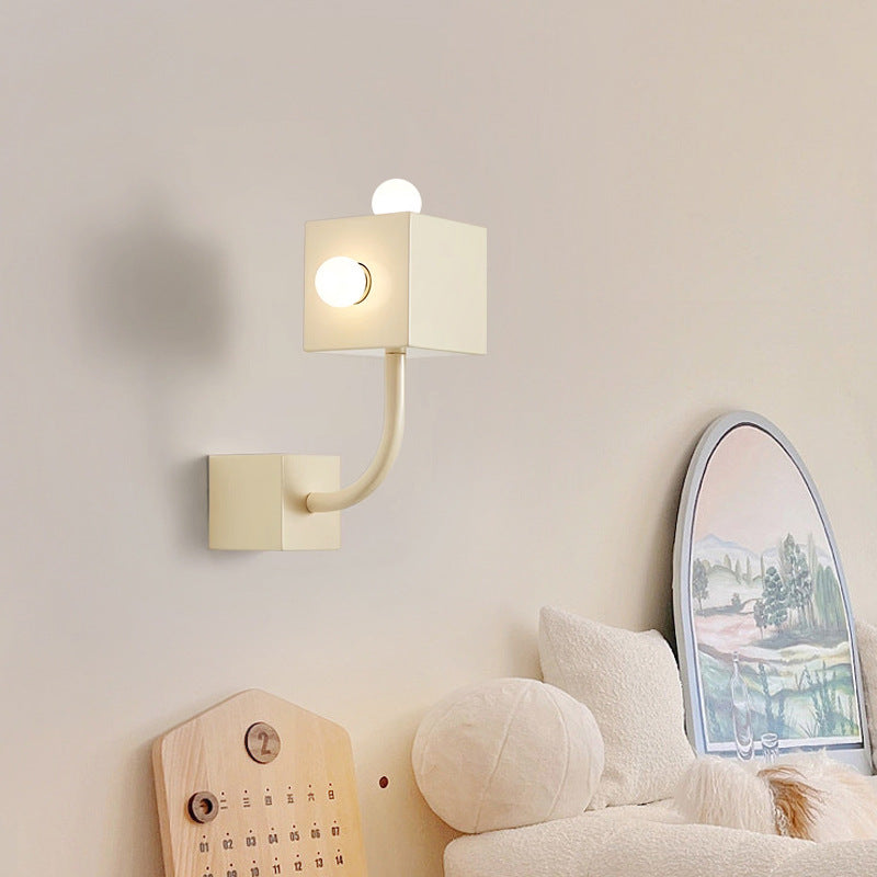 Lámpara Aplique de Pared de 3 Luces de Cubo de Hierro Vintage Tradicional para Dormitorio 