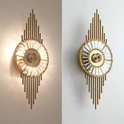 Aplique de pared contemporáneo escandinavo redondo de metal con cristales y 3 luces para sala de estar 